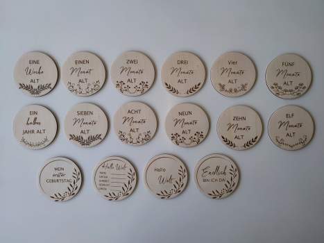 Meilensteinkarten MINI >SET 3< aus Holz mit Gravur