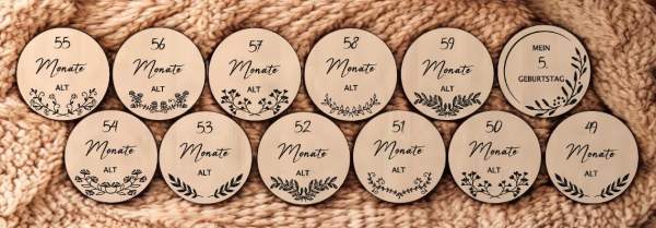Mein fünftes Jahr | Meilensteinkarten aus Holz mit Gravur