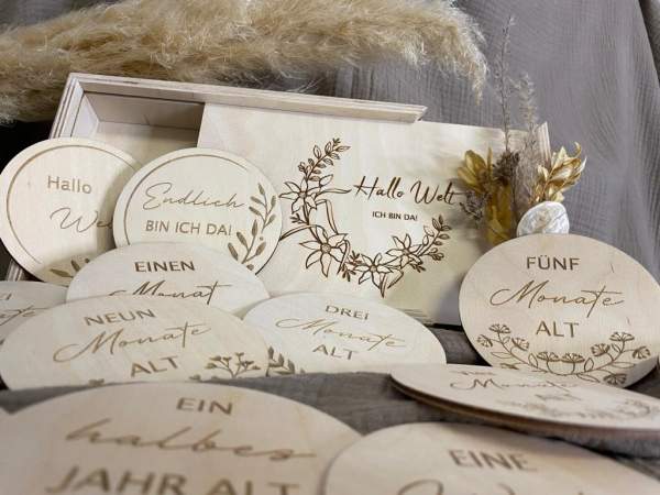 Holzkiste mit Meilensteinkarten SET 4