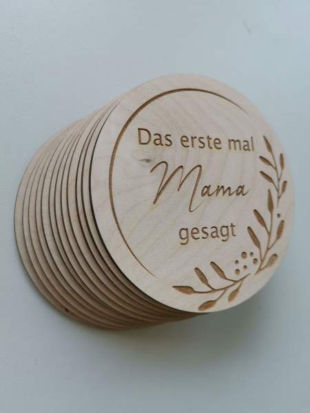 Meilnsteinkarten aus Holz, Set 2 mit Gravur