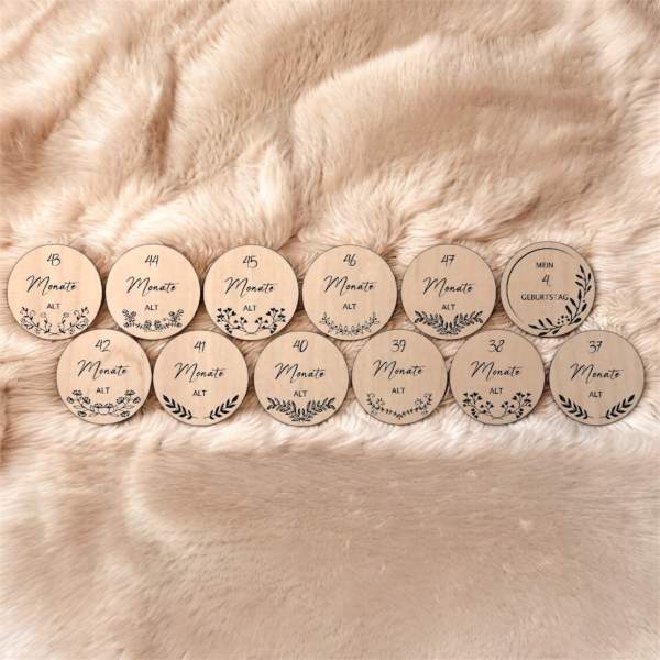 Mein viertes Jahr | Meilensteinkarten aus Holz mit Gravur