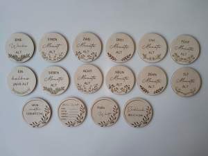 Meilensteinkarten MINI >SET 4< aus Holz mit Gravur