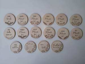 Meilensteinkarten MINI >SET 3< aus Holz mit Gravur