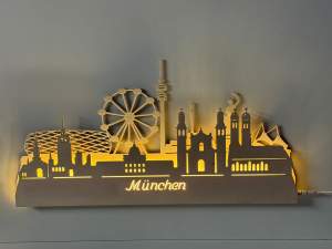 Wandskyline München beleuchtet